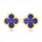 Van Cleef & Arpels Sweet Alhambra Earrings 9mm Yellow Gold With Lapis Stone Mother Of Pearl