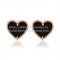 Van Cleef & Arpels Sweet Alhambra Heart Earrings Pink Gold With Black Onyx Mother Of Pearl