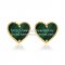 Van Cleef & Arpels Sweet Alhambra Heart Earrings Yellow Gold With Malachite Mother Of Pearl