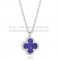 Van Cleef & Arpels Sweet Alhambra Pendant White Gold With Lapis Stone Mother Of Pearl 9mm