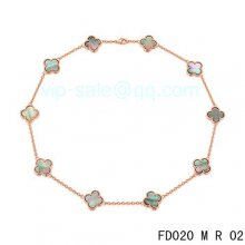 Fake Van Cleef & Arpels Vintage Alhambra Necklace In Pink Gold With 10 Motifs