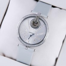 Captive de Cartier steel white fabric strap diamond watch for women
