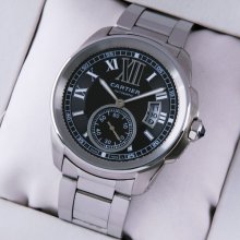 Calibre de Cartier automatic mens watch replica W7100016 steel black dial
