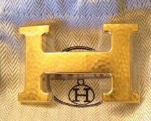 Hermes Reversible Belt 18K Gold Mosaics Stripe Buckle
