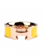 Hermes Enamel Clic H Ring in 18kt Yellow Gold with Yellow