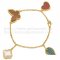 Van Cleef & Arpels Lucky Alhambra 4 Motifs Bracelet Yellow Gold With Stone Combination 003