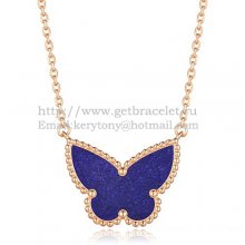 Van Cleef Arpels Lucky Alhambra Butterfly Pendant Pink Gold With Lapis Stone Mother Of Pearl
