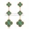 Van Cleef & Arpels Magic Alhambra 3 Motifs Earrings Pink Gold With Malachite