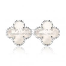 Van Cleef & Arpels Sweet Alhambra Earrings 15mm White Gold With White Mother Of Pearl