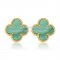 Van Cleef & Arpels Sweet Alhambra Earrings 15mm Yellow Gold With Malachite Mother Of Pearl