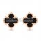 Van Cleef & Arpels Sweet Alhambra Earrings 9mm Pink Gold With Black Onyx Mother Of Pearl