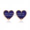 Van Cleef & Arpels Sweet Alhambra Heart Earrings Pink Gold With Lapis Stone Mother Of Pearl