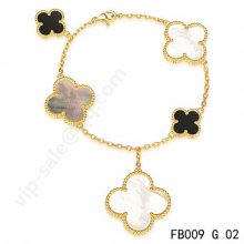 Fake Van Cleef & Arpels Magic Alhambra Bracelet In Yellow With 5 Stone Clover