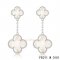 Fake Van Cleef & Arpels Alhambra White Gold Earrings White Mother Of Pearl