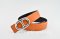 Hermes Reversible Belt Orange/Black Anchor Chain Togo Calfskin With 18k Silver Buckle