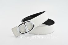 Hermes Reversible Belt White/Black Anchor Chain Togo Calfskin With 18k Silver Buckle