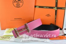 Hermes Reversible Belt Pink/Black Togo Calfskin With 18k Gold Double H Buckle