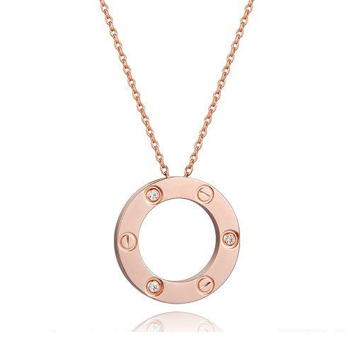 cartier love necklace pink gold diamonds