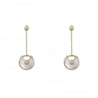 Copy Cartier Amulette de Cartier Earring White Mother-of-Pearl Diamonds