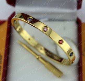 New Arrival Cartier Love Bracelet Yellow Gold Colorful Diamonds B6036417