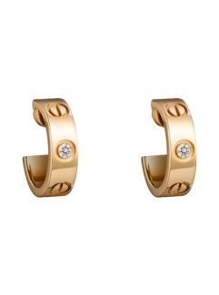 1:1 Replica Cartier Love Earring 18K Yellow Gold With 2 Diamonds B8022900