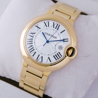 Ballon Bleu de Cartier large watch silver dial 18kt yellow gold
