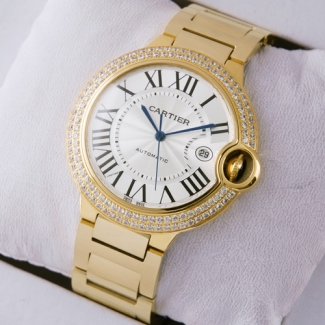 Ballon Bleu de Cartier WE9007Z3 large diamond watch replica 18K yellow gold