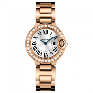 Ballon Bleu de Cartier small swiss quartz pink gold watch WE9002Z3 with diamond bezel