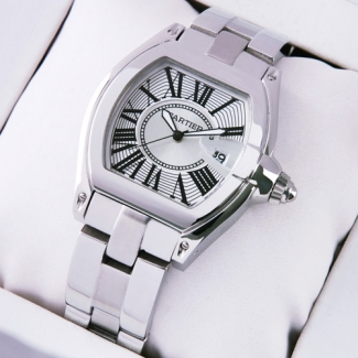 Cartier Roadster small stainless steel silver dial replica watch for women