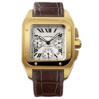 Cartier Santos 100 Chronograph XL swiss automatic mens watch W20096Y1 yellow gold
