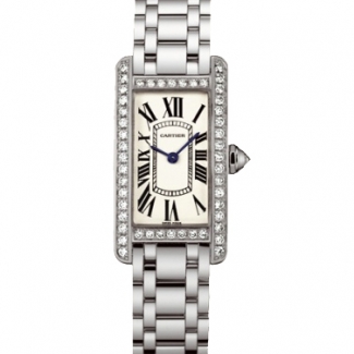 Cartier Tank Americaine diamond small 18K white gold watch for women WB7073L1