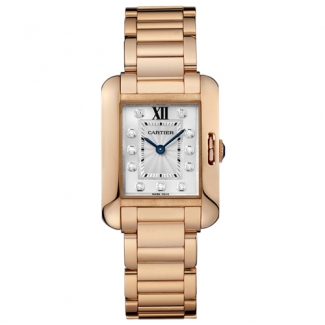 Cartier Tank Anglaise small diamond watch for women WJTA0004 18K pink gold