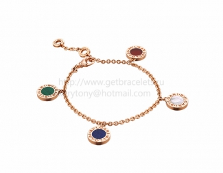Copy BVLGARI BVLGARI Bracelet in Pink Gold with Mother of Pearl Carnelian Malachite Lapis