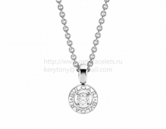 Copy BVLGARI BVLGARI Diamond Pendant with White Gold Chain