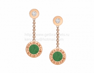 Replica BVLGARI BVLGARI Earrings Pink Gold with Jadeite Jade and Diamonds