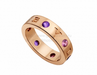 Copy BVLGARI BVLGARI Ring in Rose Gold with Amethysts and Pink Tourmalines