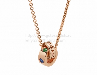 Copy BVLGARI BVLGARI necklace with Pink Gold with Blue Sapphires and Tsavorite