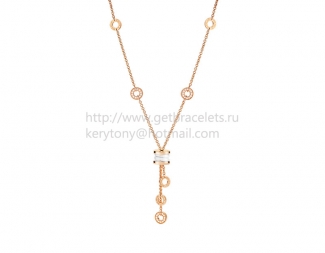 Replica Bvlgari B.zero1 Rose Gold Necklace with White Ceramic and Pave Diamonds