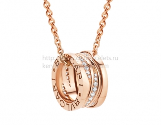 Replica Bvlgari B.zero1 Design Legend Necklace with Rose Gold Pendant Set with Pave Diamonds