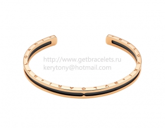 Replica Bvlgari B.zero1 Rose Gold Cuff Bracelet and with Black Cermet