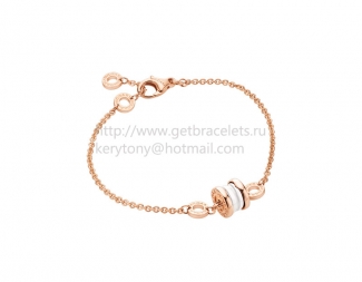 Replica Bvlgari B.zero1 Soft Bracelet in Rose Gold with Rose Gold and White Ceramic Pendant