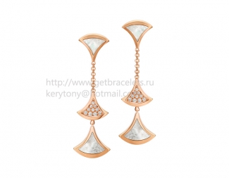 Replica Bvlgari DIVAS' Dream Earrings Rose Gold with Mother of Pearl and Pave Diamonds