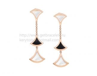 Replica Bvlgari DIVAS' Dream Earrings Rose Gold with Onyx and Mother of Pearl