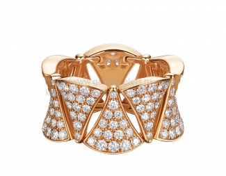 Replica Bvlgari DIVAS' Dream Ring in Rose Gold with Full Pave Diamonds