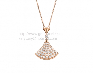 Replica Bvlgari Divas' Dream Necklace Rose Gold with Pave Diamonds CL856966
