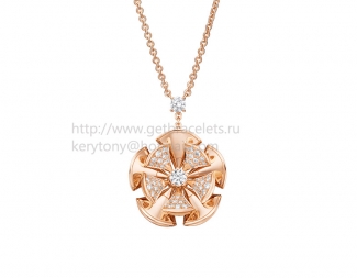 Replica Bvlgari Divas' Dream Necklace in Rose Gold with Pave Diamonds Petals