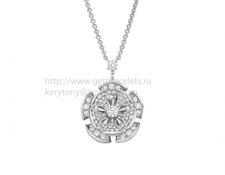 Replica Bvlgari Divas' Dream Necklace in White Gold with Pave Diamonds Petals