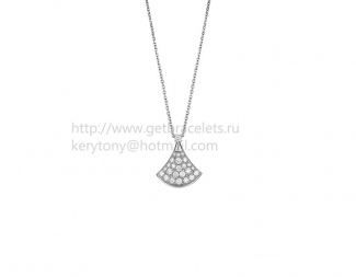 Replica Bvlgari Divas' Dream Necklace in White Gold with Pave Diamonds