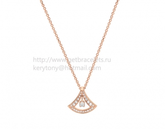Replica Bvlgari Divas' Dream Rose Gold Openwork Necklace with Central Diamond and Pave Diamonds 
