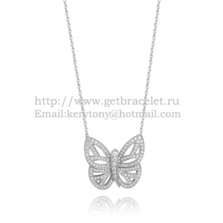 Van Cleef Arpels Butterfly Hollowing Carving Pendant White Gold With Pave Diamond